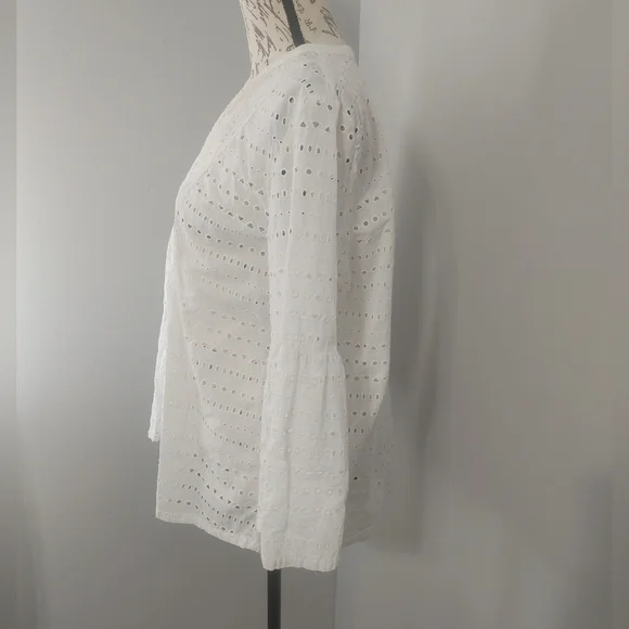 LOFT White Eyelet Blouse - Picture 3 of 10